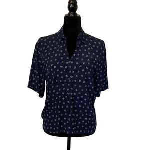 Josephine Chais Navy Floral Motif Blouse - 4